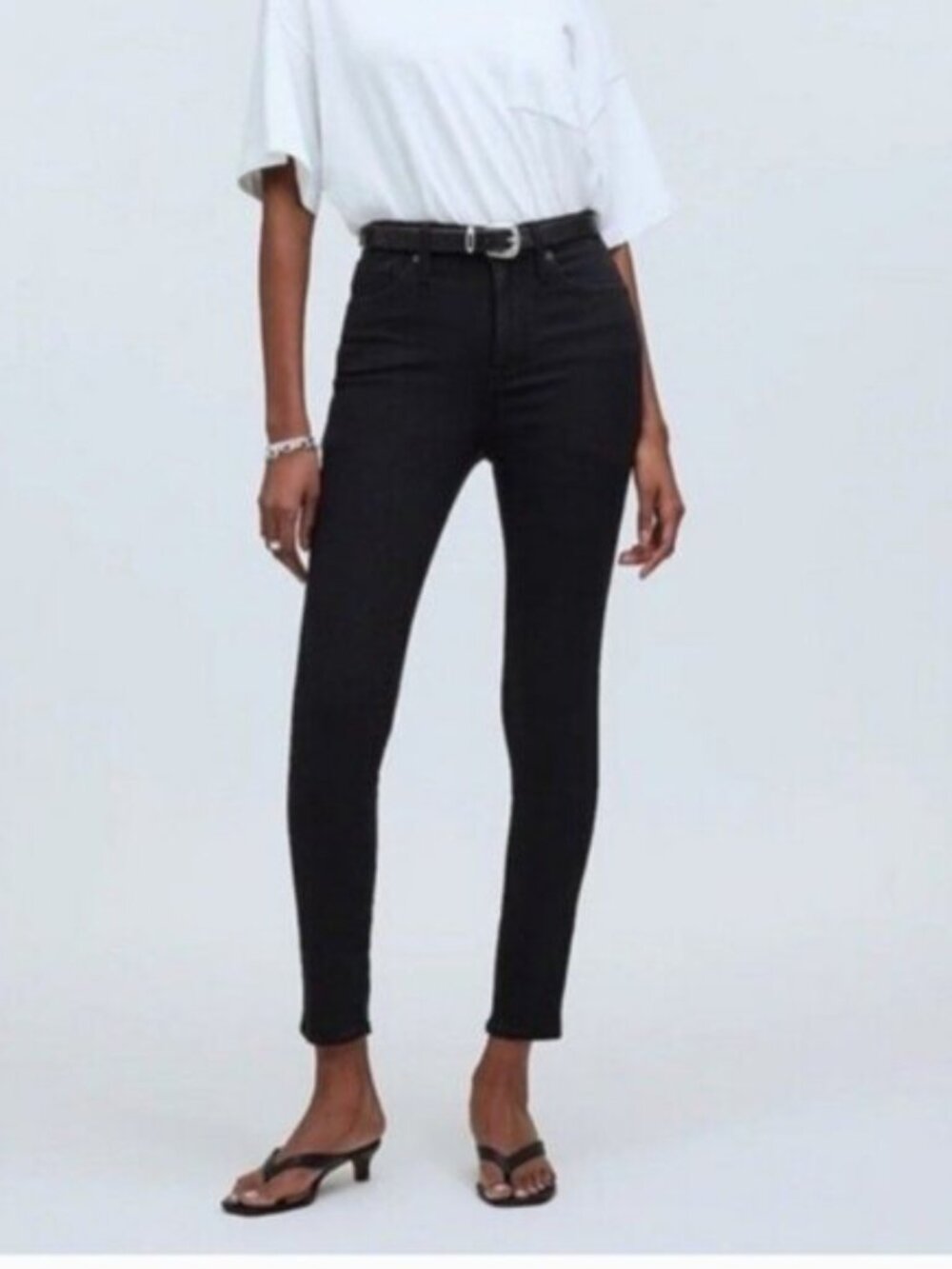 Madewell  Womens Black 10" High Rise Skinny Jeans Stretch Sz 24 Essential